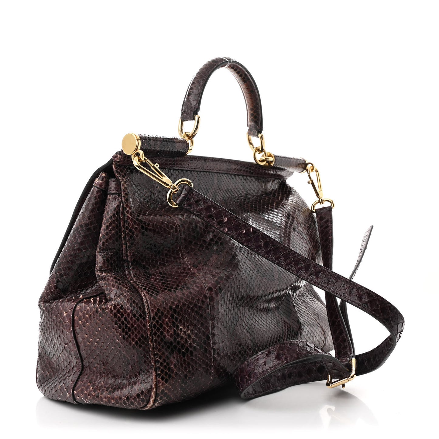 Snakeskin Large Miss Sicily Satchel Purple