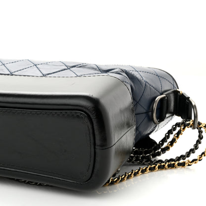 Chanel Aged Calfskin Quilted Medium Gabrielle Hobo Navy Black 10 of 10