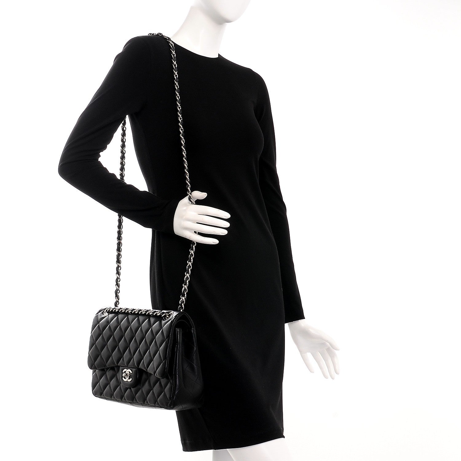 Chanel Lambskin Quilted Jumbo Double Flap Black 2 of 11