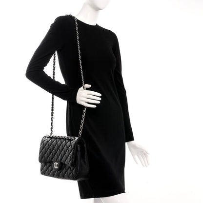 Chanel Lambskin Quilted Jumbo Double Flap Black 2 of 11