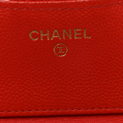 Chanel Caviar Quilted Compact Flap Wallet Red 6 of 10