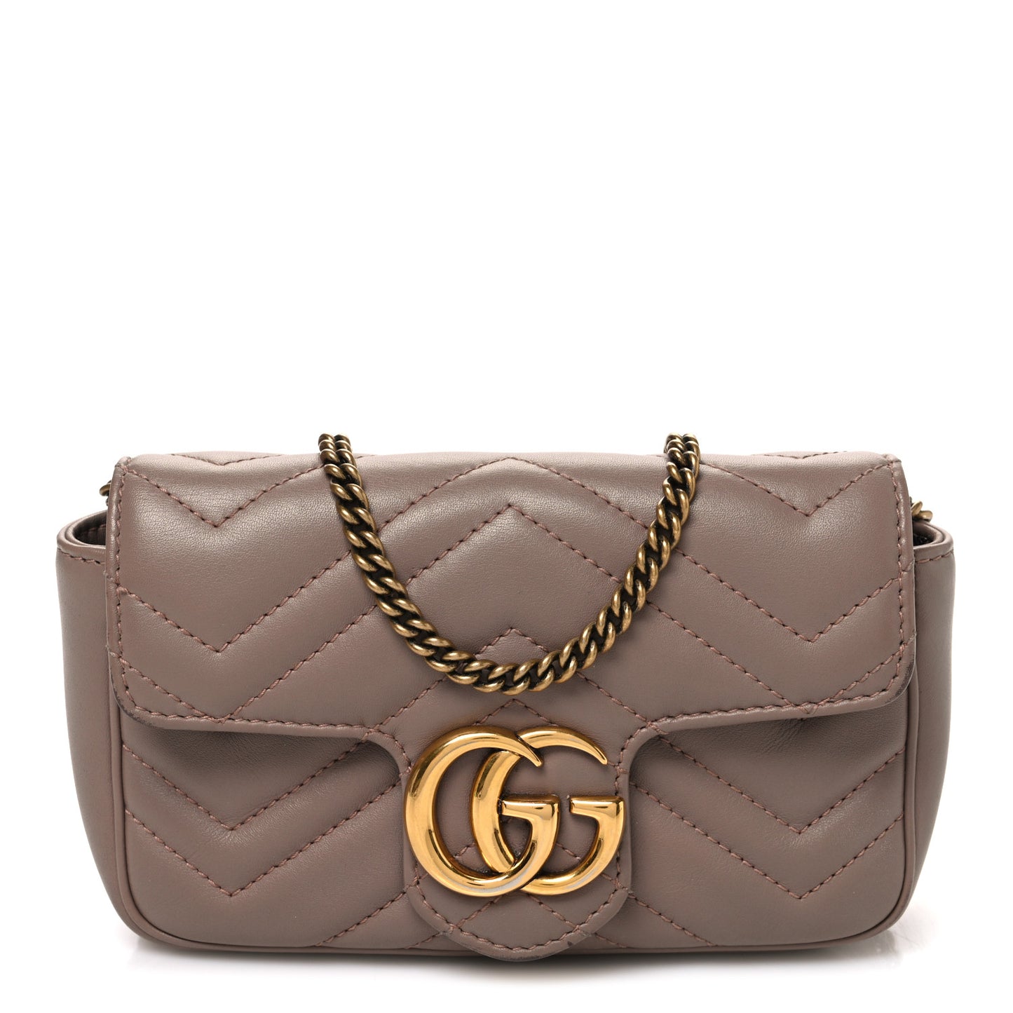 Calfskin Matelasse Super Mini GG Marmont Shoulder Bag Porcelain Rose