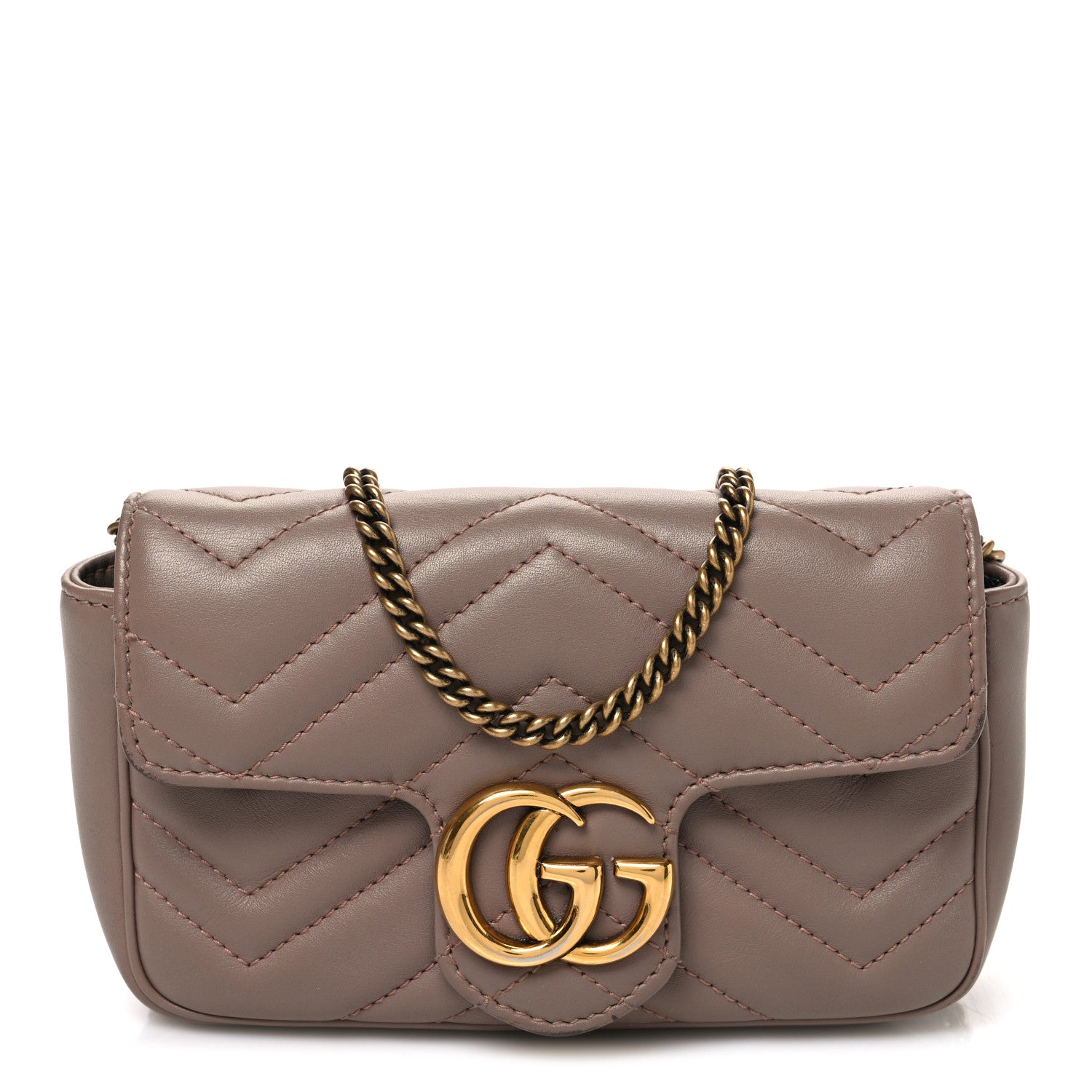 Gucci Calfskin Matelasse Super Mini GG Marmont Shoulder Bag Porcelain Rose 1 of 10