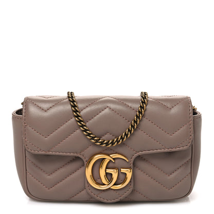 Gucci Calfskin Matelasse Super Mini GG Marmont Shoulder Bag Porcelain Rose 1 of 10