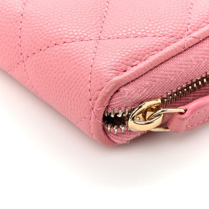 Chanel Caviar Quilted Large Gusset Zip Around Wallet Pink 17 of 19