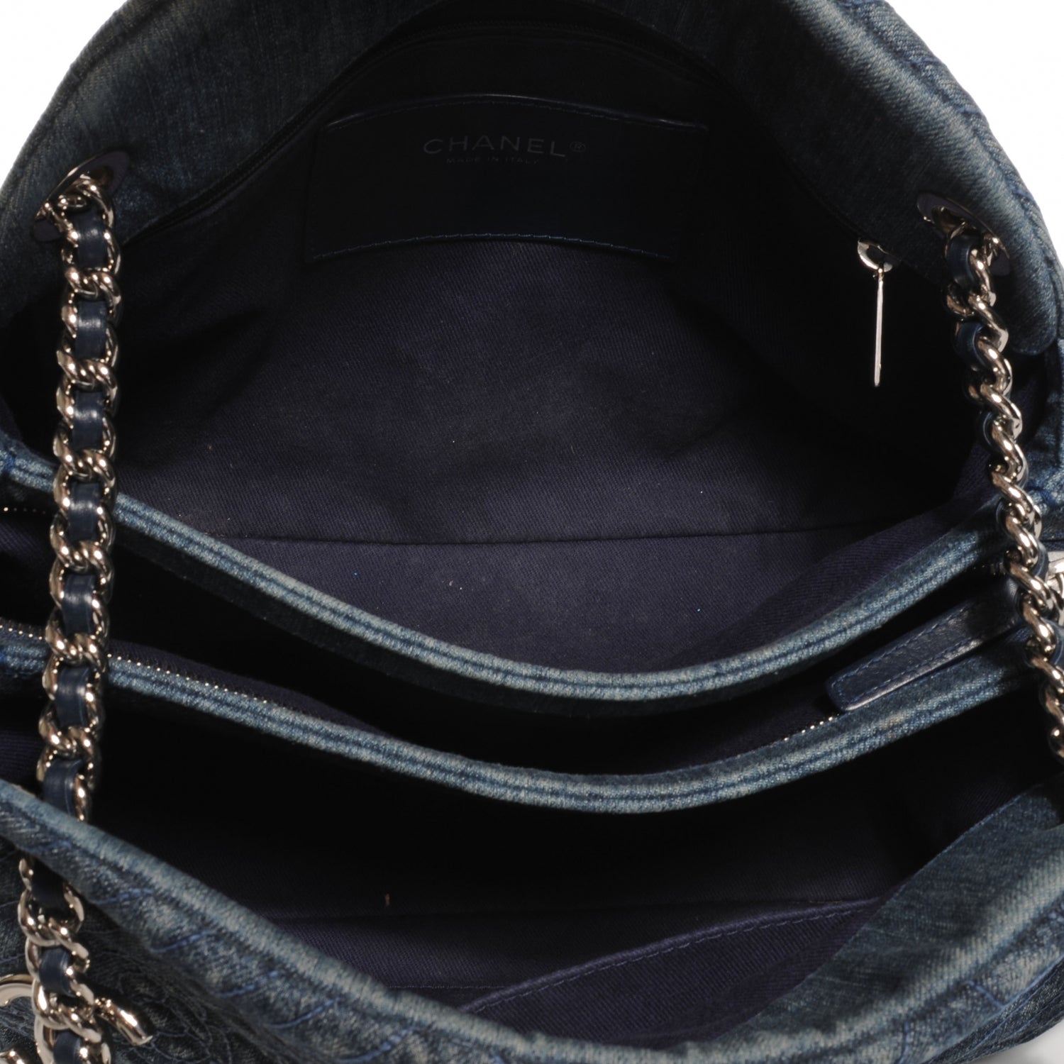 Chanel Denim Camellia Embroidered Large Just Mademoiselle Blue 5 of 7