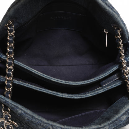 Chanel Denim Camellia Embroidered Large Just Mademoiselle Blue 5 of 7