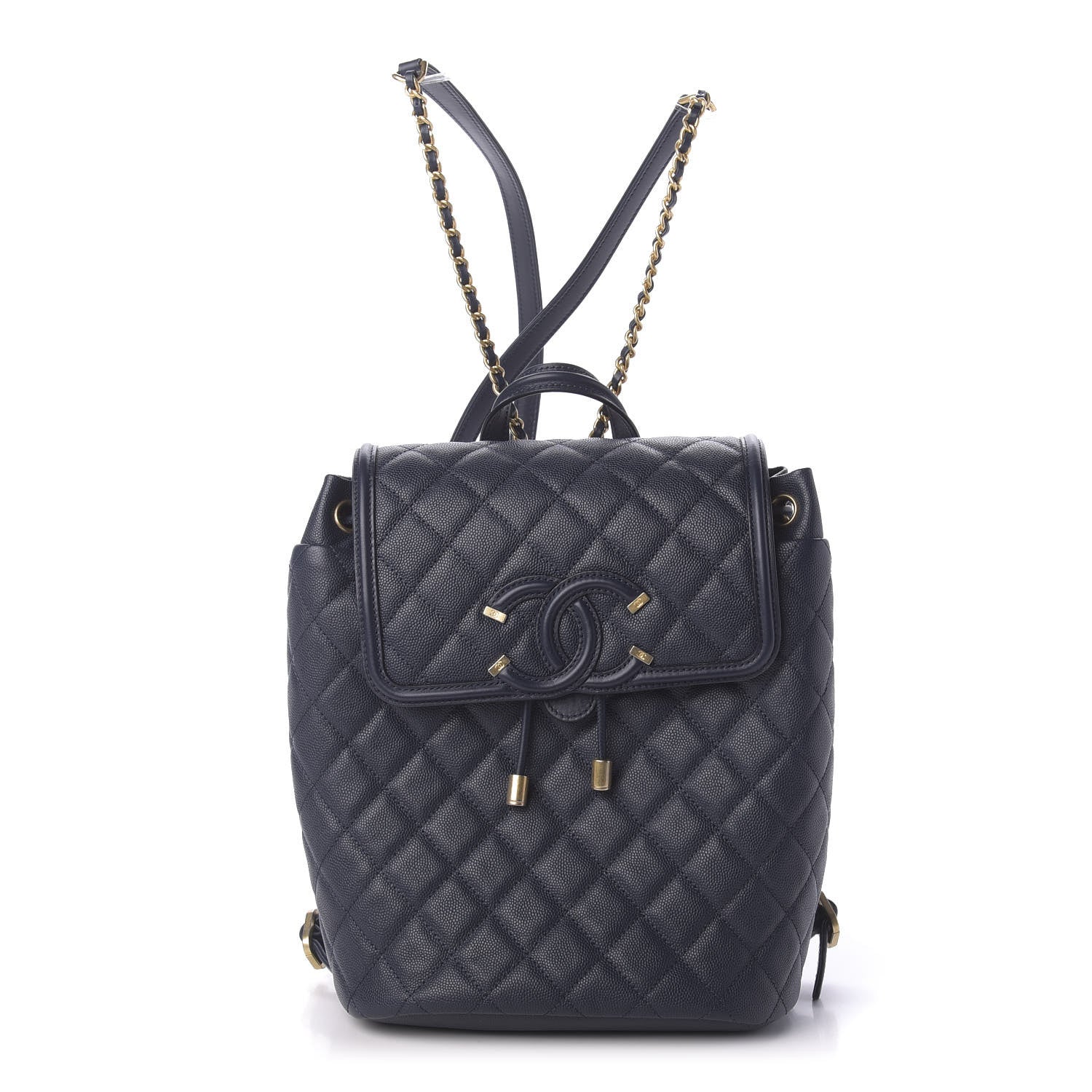 Chanel Caviar Quilted Filigree Backpack Navy 1 of 10