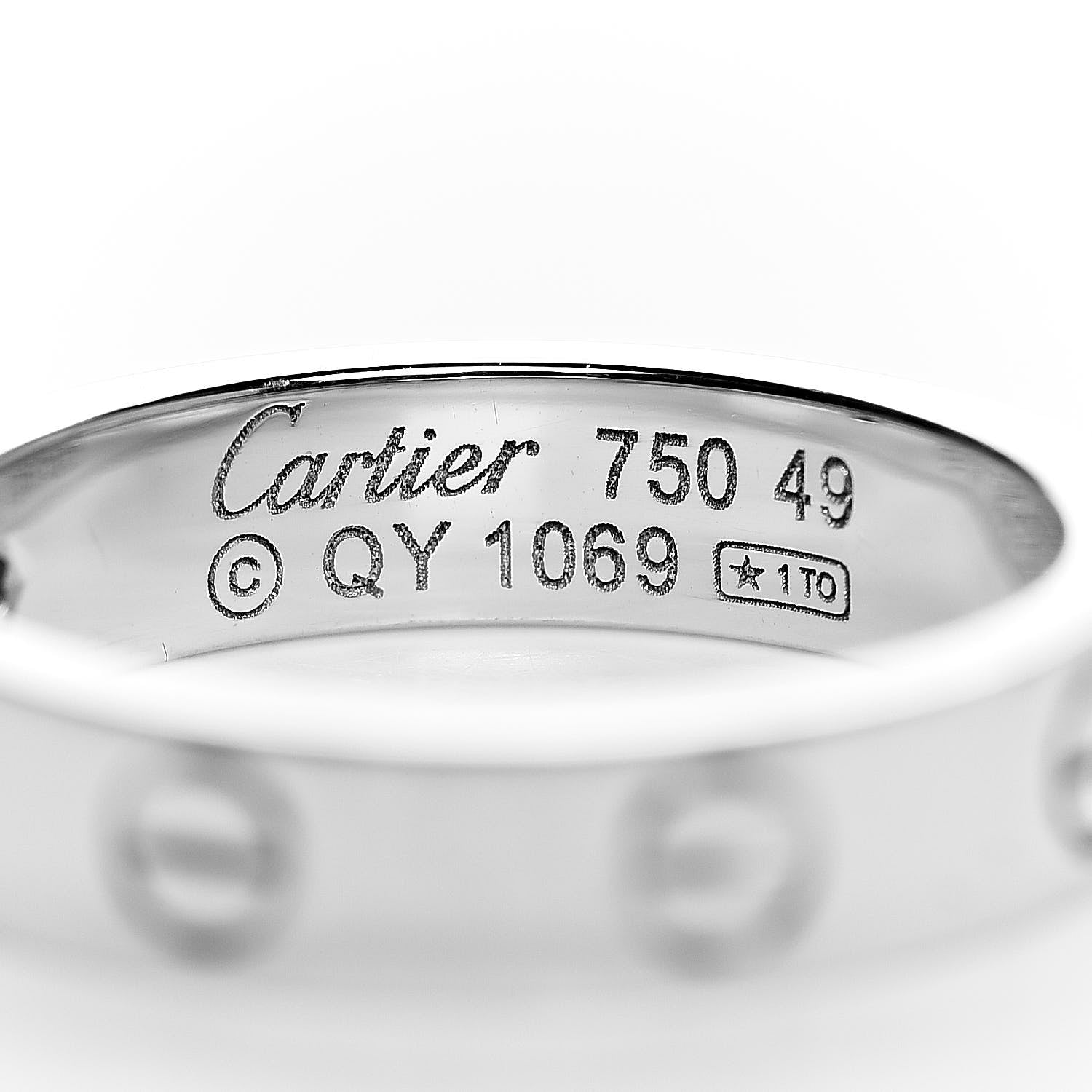 Cartier 18K White Gold Diamond 4mm LOVE Wedding Band Ring 49 5 4 of 5