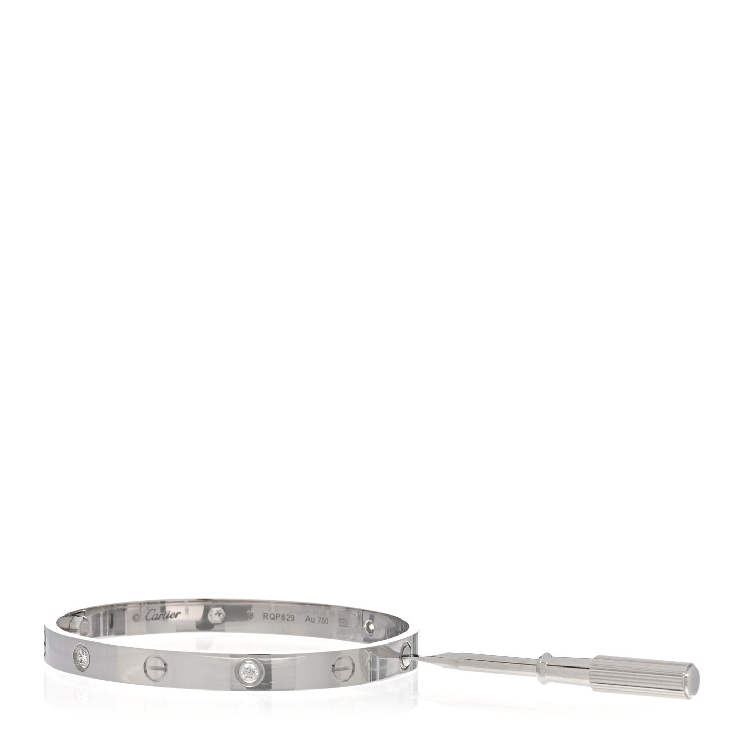 18K White Gold 4 Diamond Love Bracelet 18