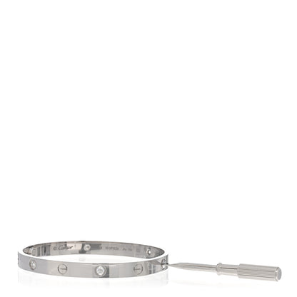 Cartier 18K White Gold 4 Diamond Love Bracelet 18 3 of 5