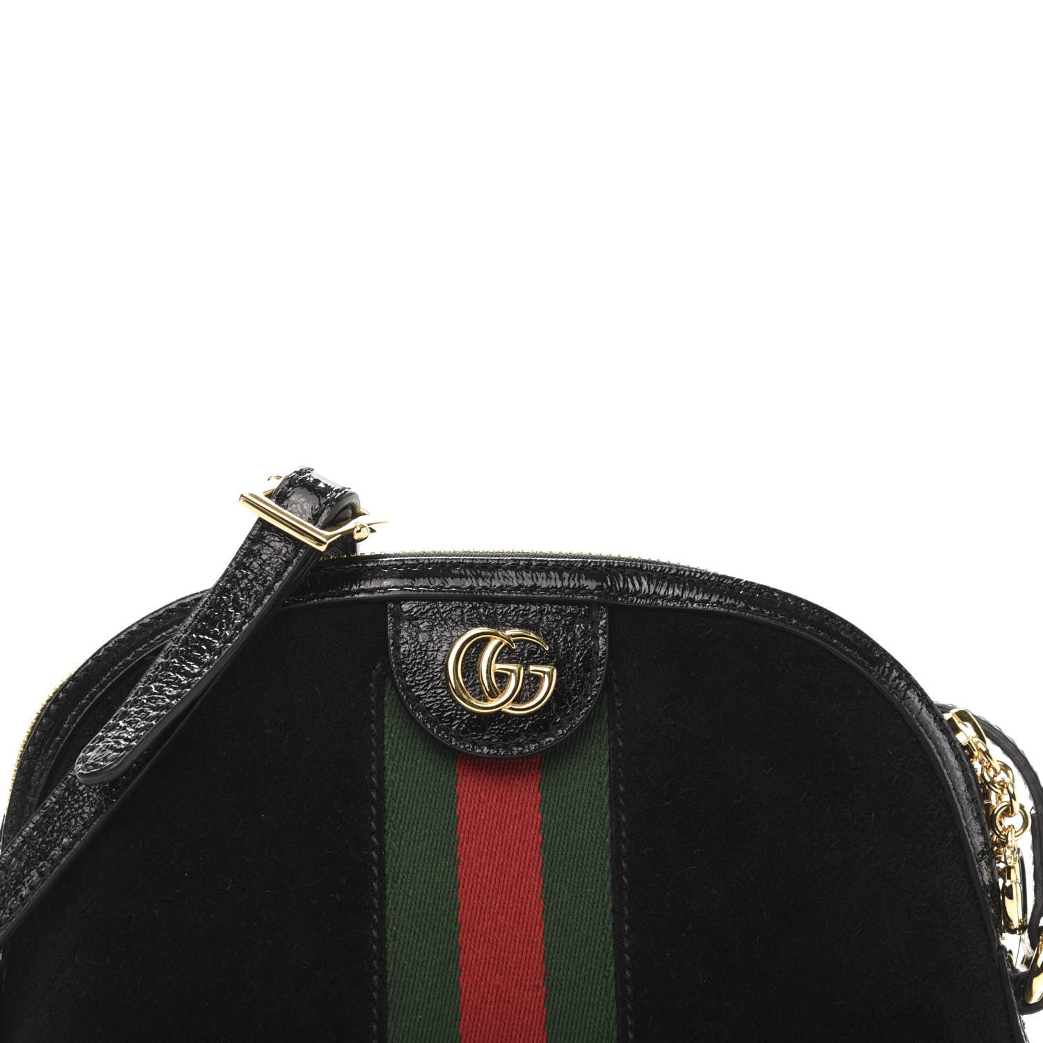 Gucci Suede Patent Web GG Small Ophidia Dome Shoulder Bag Black 11 of 11