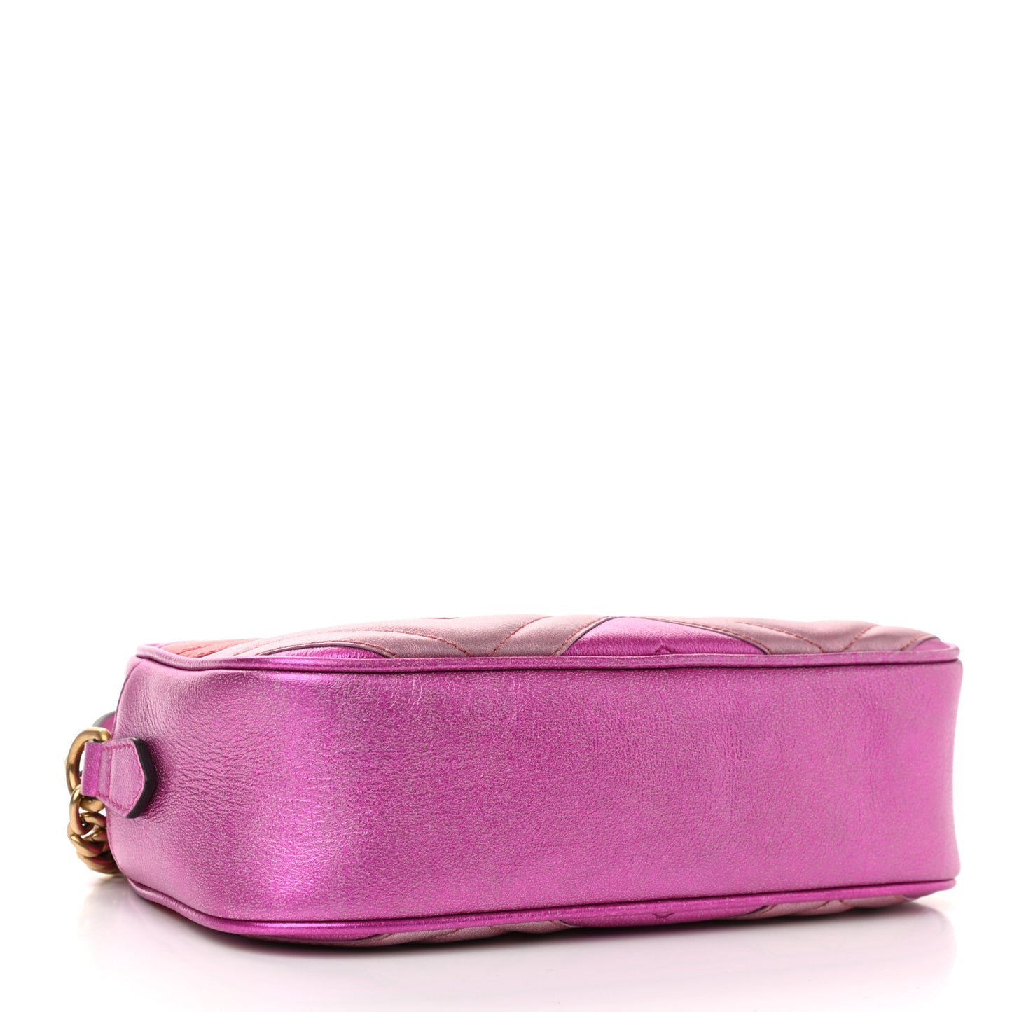Laminated Nappa Matelasse Small GG Marmont Chain Shoulder Bag Fuxia Rosso Rosa