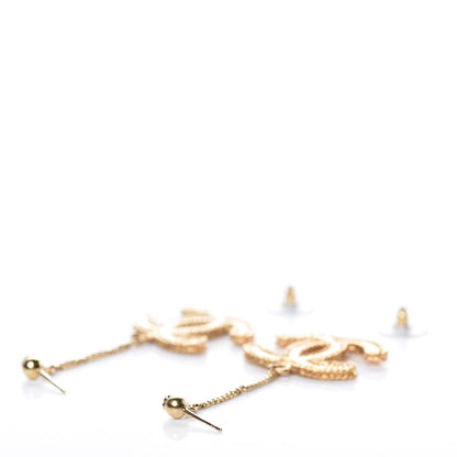 Chanel CC Drop Earrings Matte Gold 4 of 4