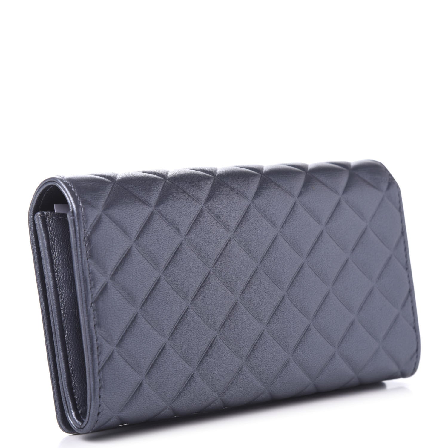Chanel Calfskin Quilted Large Diamond CC Flap Wallet Dark Silver 3 of 11