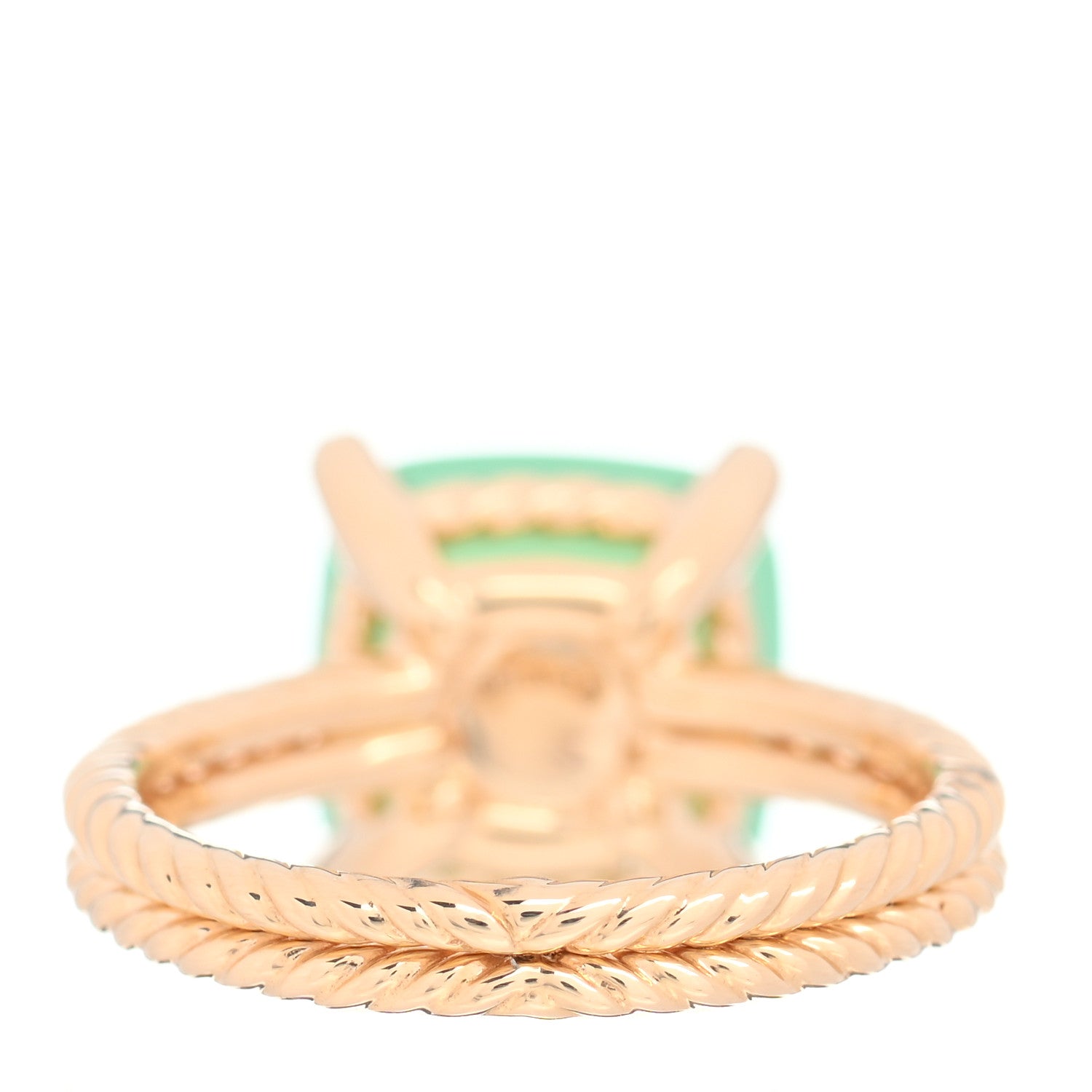 David Yurman 18K Yellow Gold Diamond Chrysoprase 11mm Chatelaine Ring 54 7 4 of 5