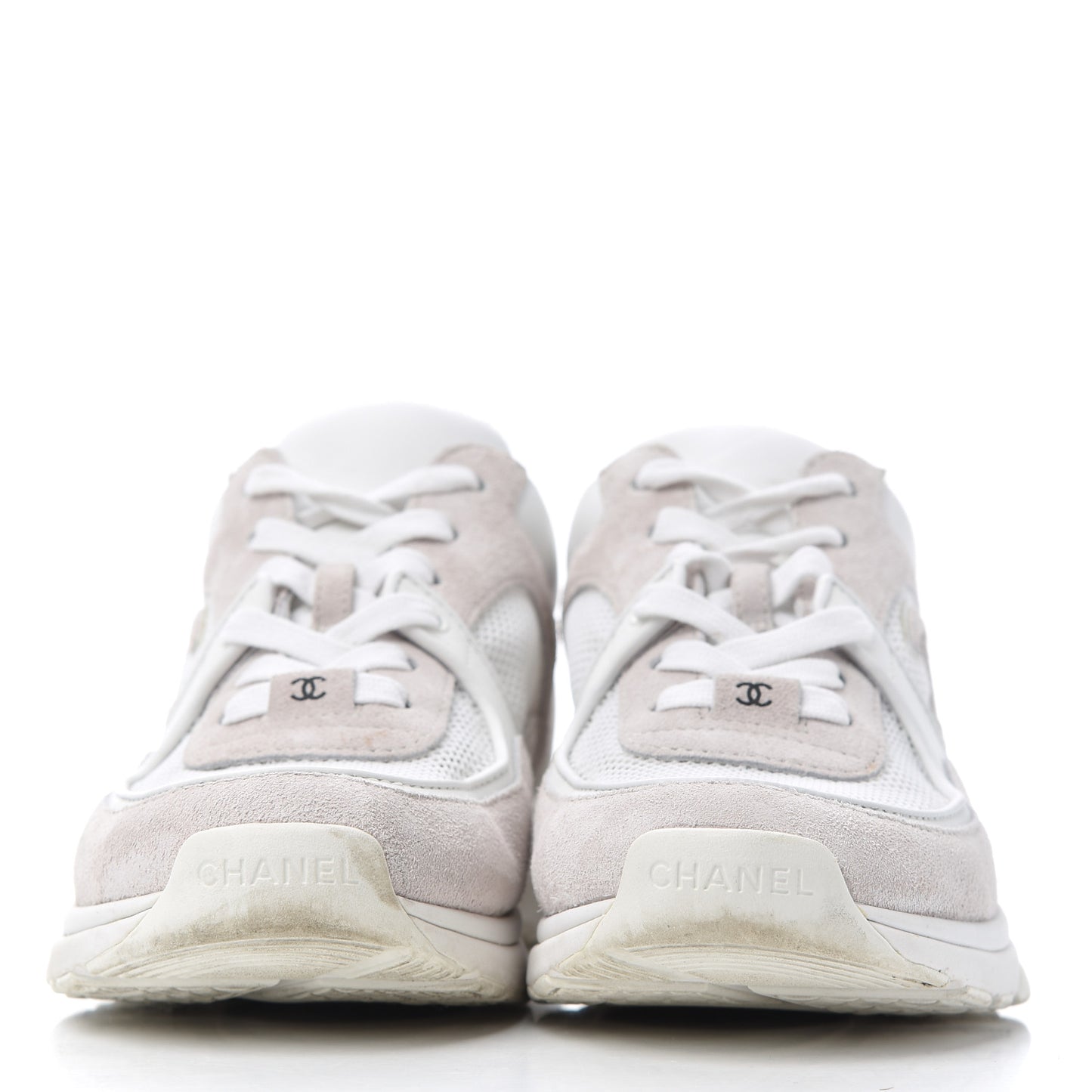 Suede Calfskin CC Sneakers 38.5 Pink White