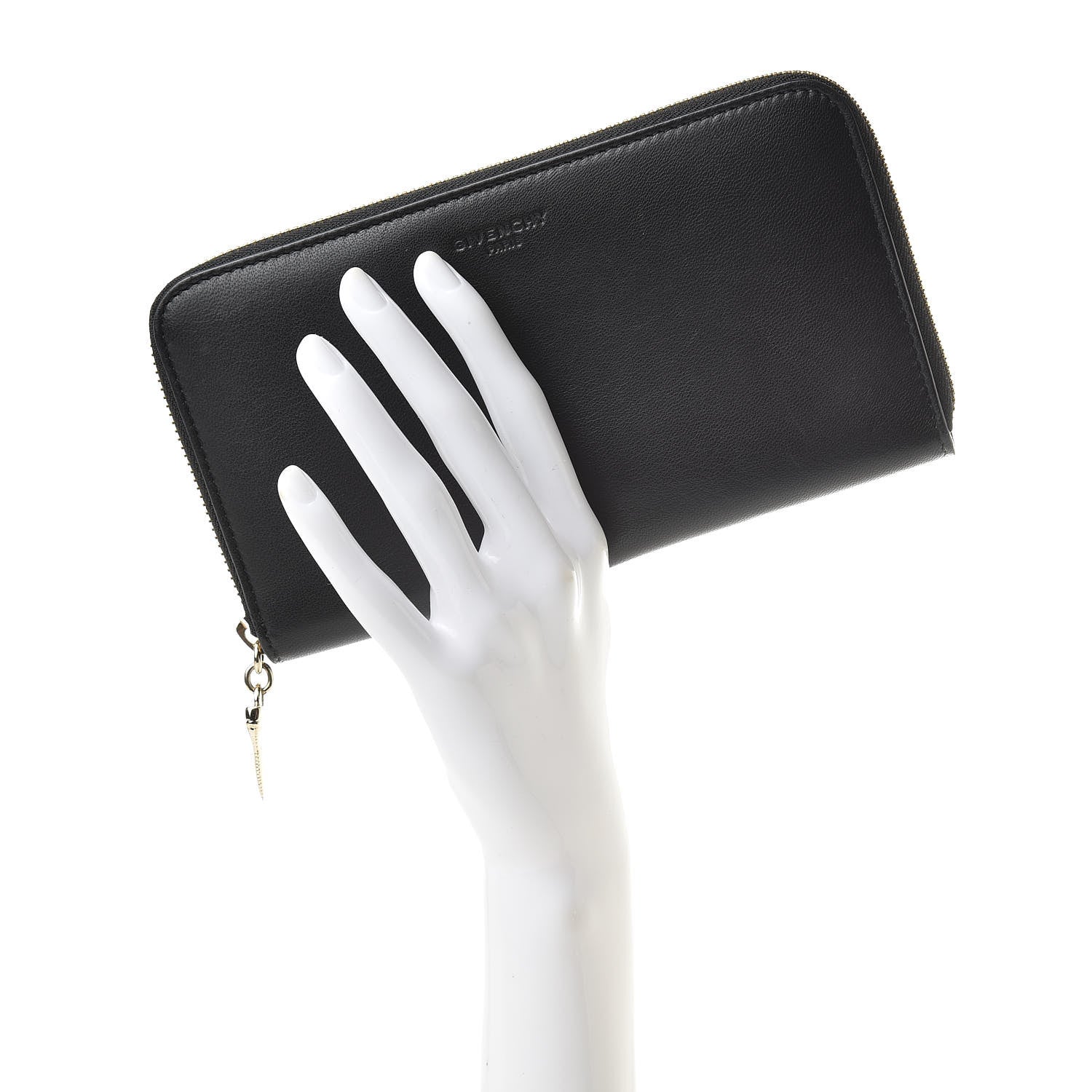 Givenchy Lambskin Shark Lock Zip Around Wallet Black 2 of 10