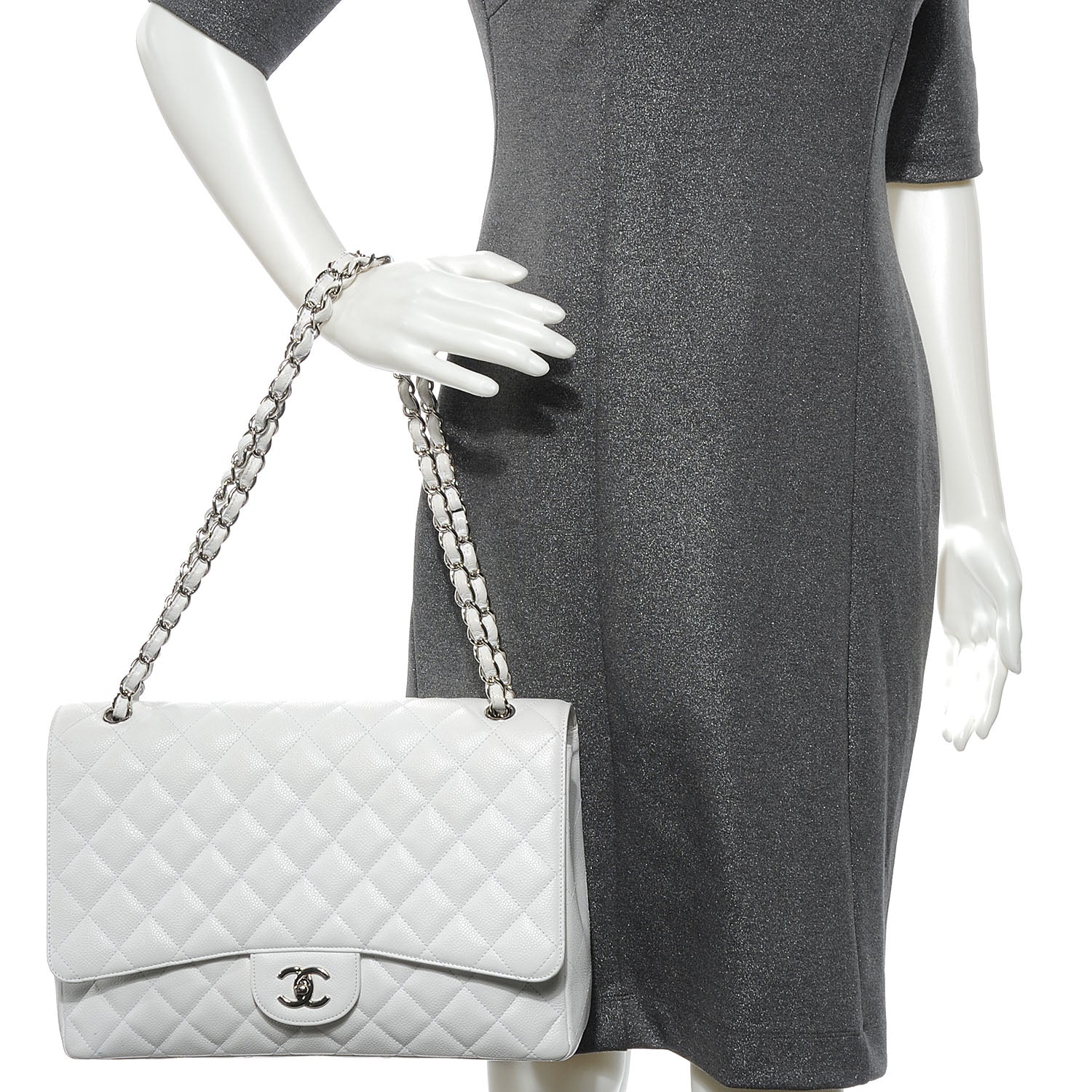 Chanel Caviar Maxi Single Flap White 2 of 8