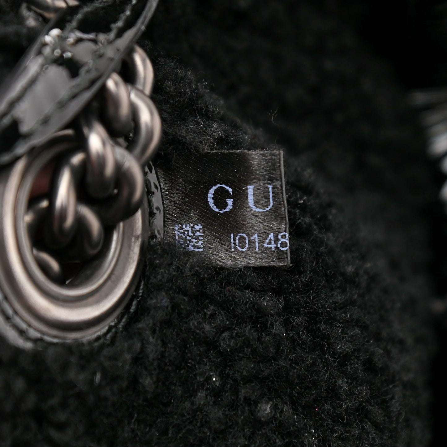 Patent Shearling Medium Soho Chain Shoulder Bag Black