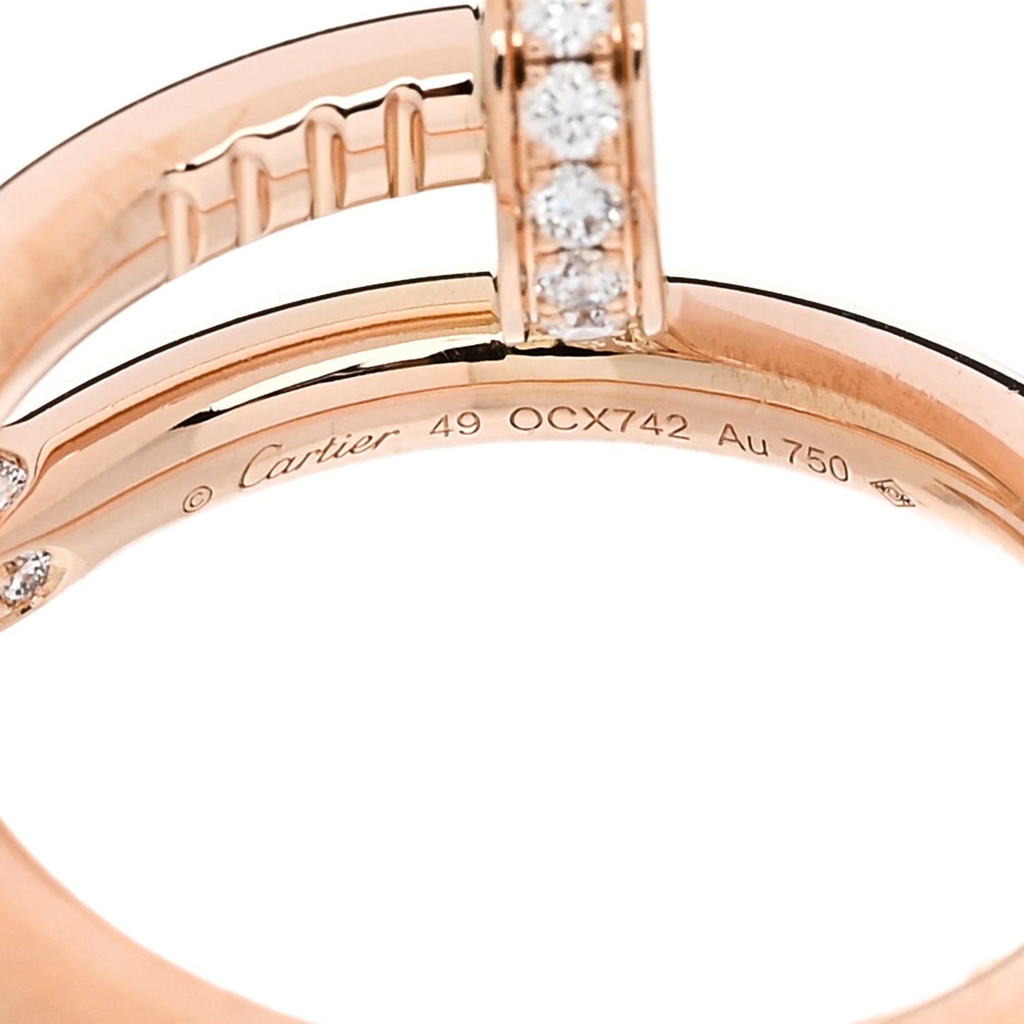 18K Pink Gold Diamond Juste Un Clou Ring 49 5