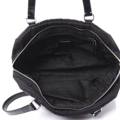 Prada Tessuto Nylon Calfskin Logo Shoulder Bag Black 4 of 8