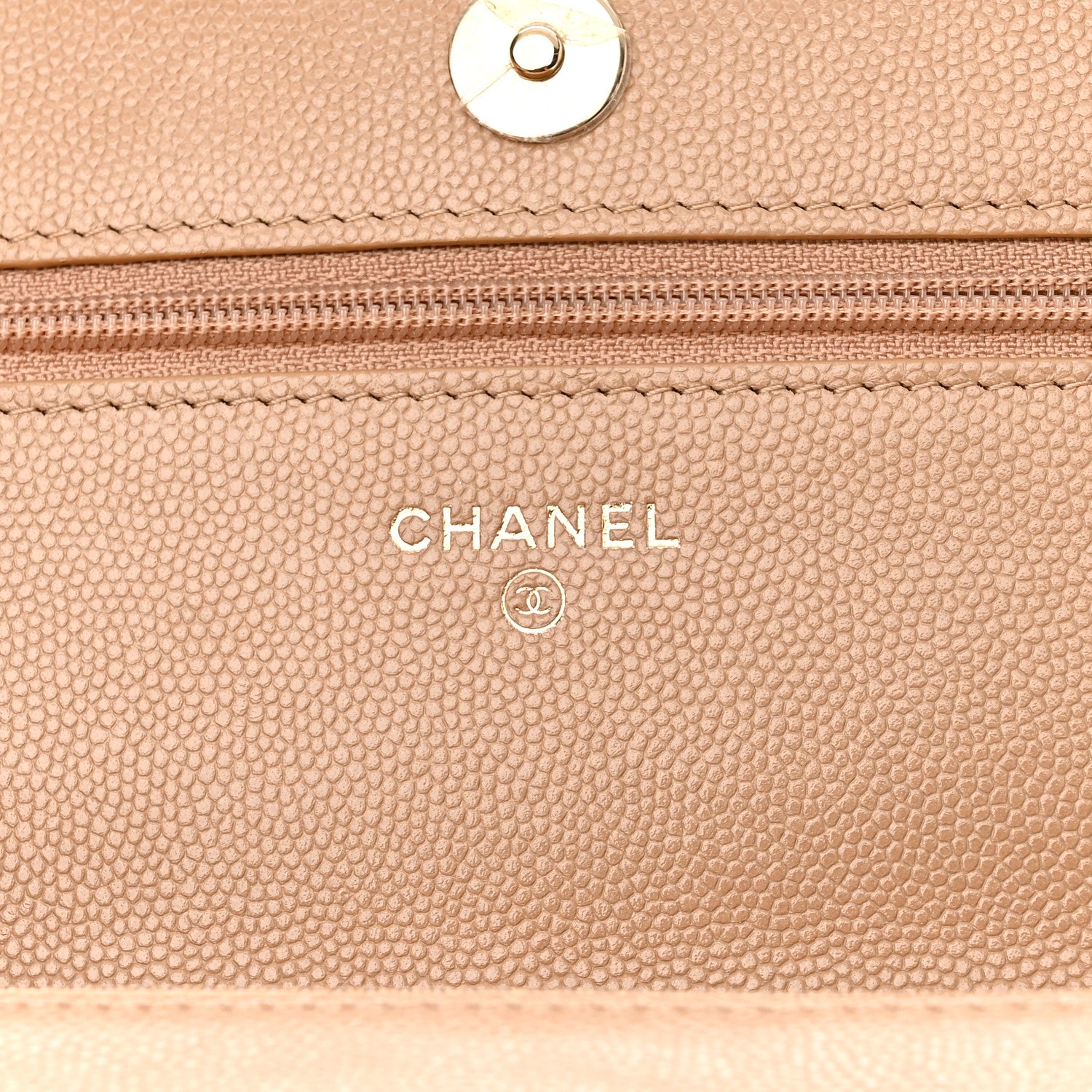 Chanel Caviar Quilted Crystal CC Wallet On Chain WOC Beige 6 of 12