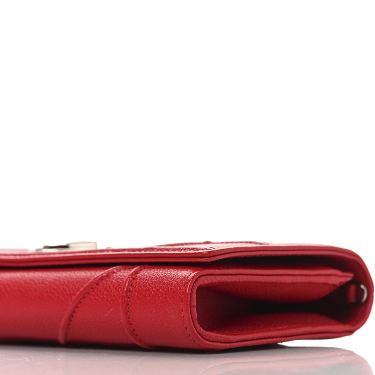 Grained Calfskin Diorama Croisiere Chain Wallet Red