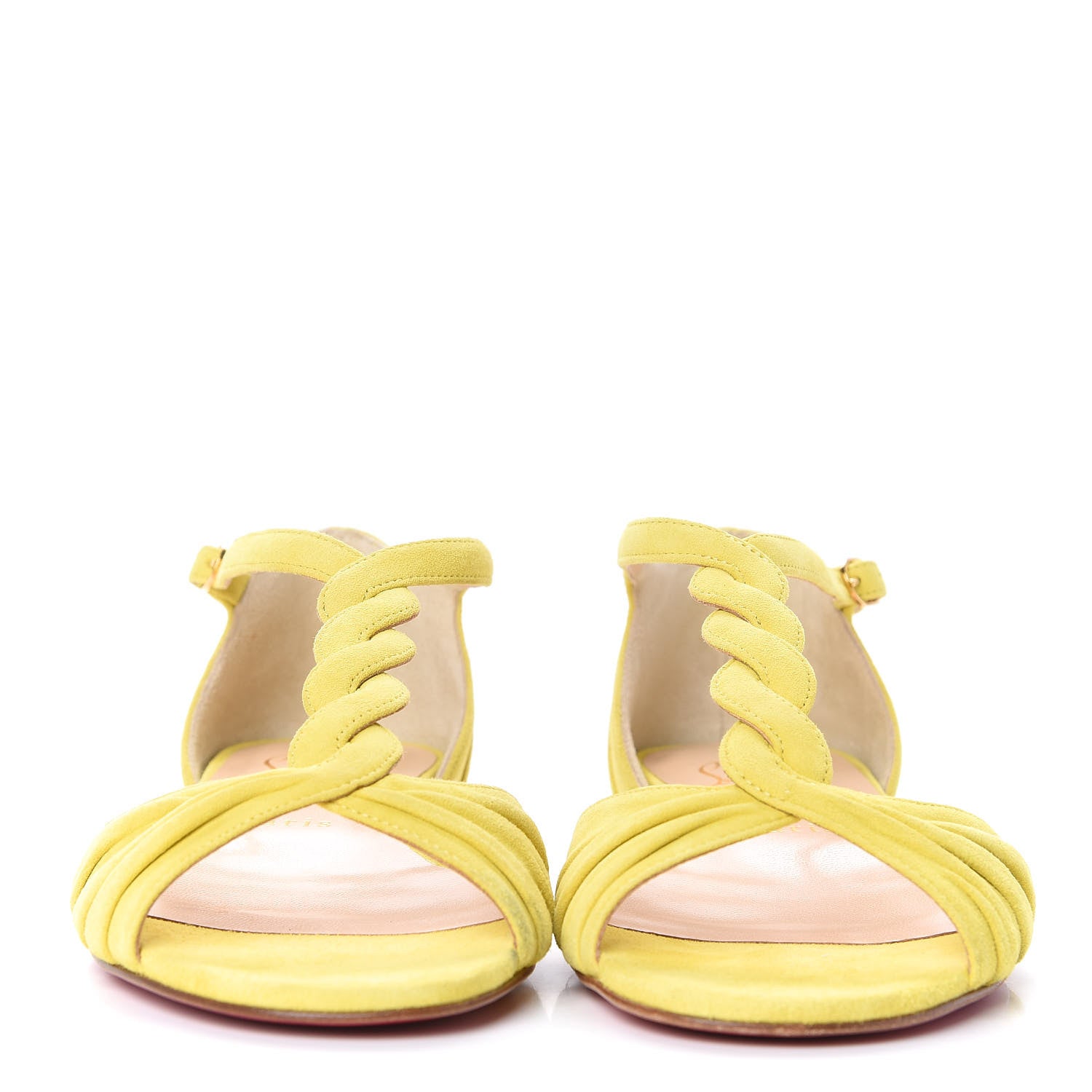 Christian Louboutin Veau Velours Braided Jazzy Doll T-Strap Flat Sandals 37 Anis 2 of 9