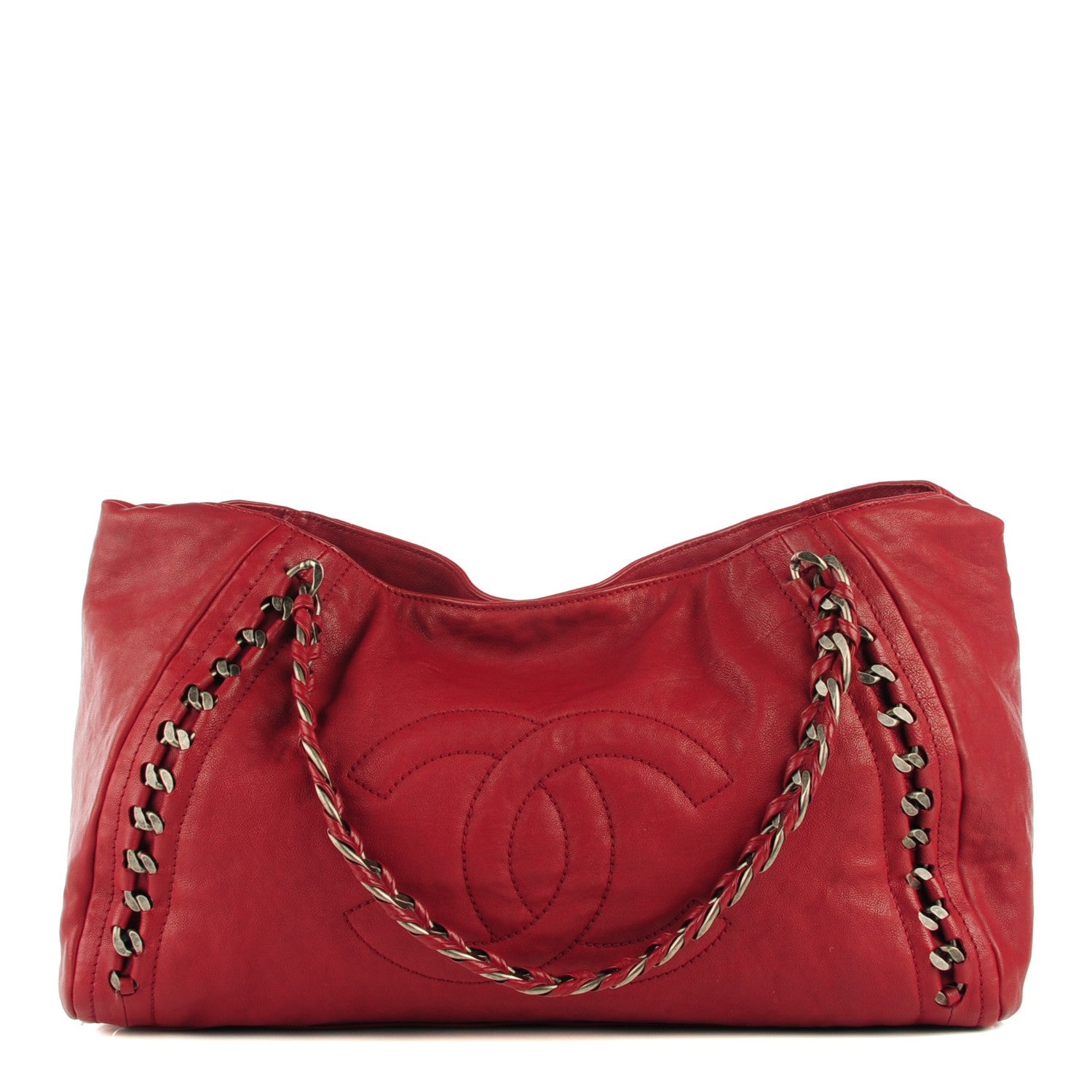 Chanel Calfskin Large East West Modern Chain Tote Red 1 of 8