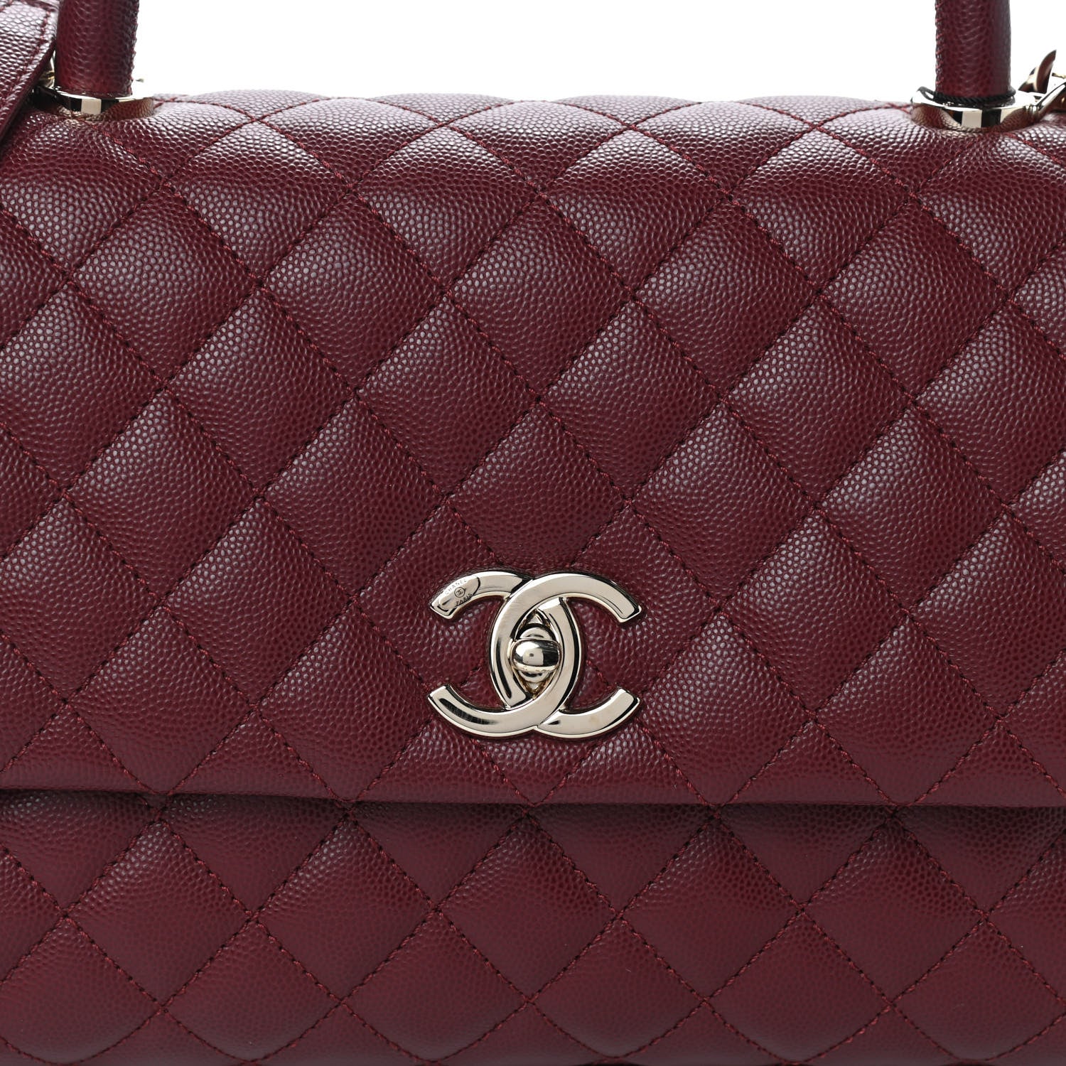 Chanel Caviar Quilted Small Coco Handle Flap Burgundy 10 of 11