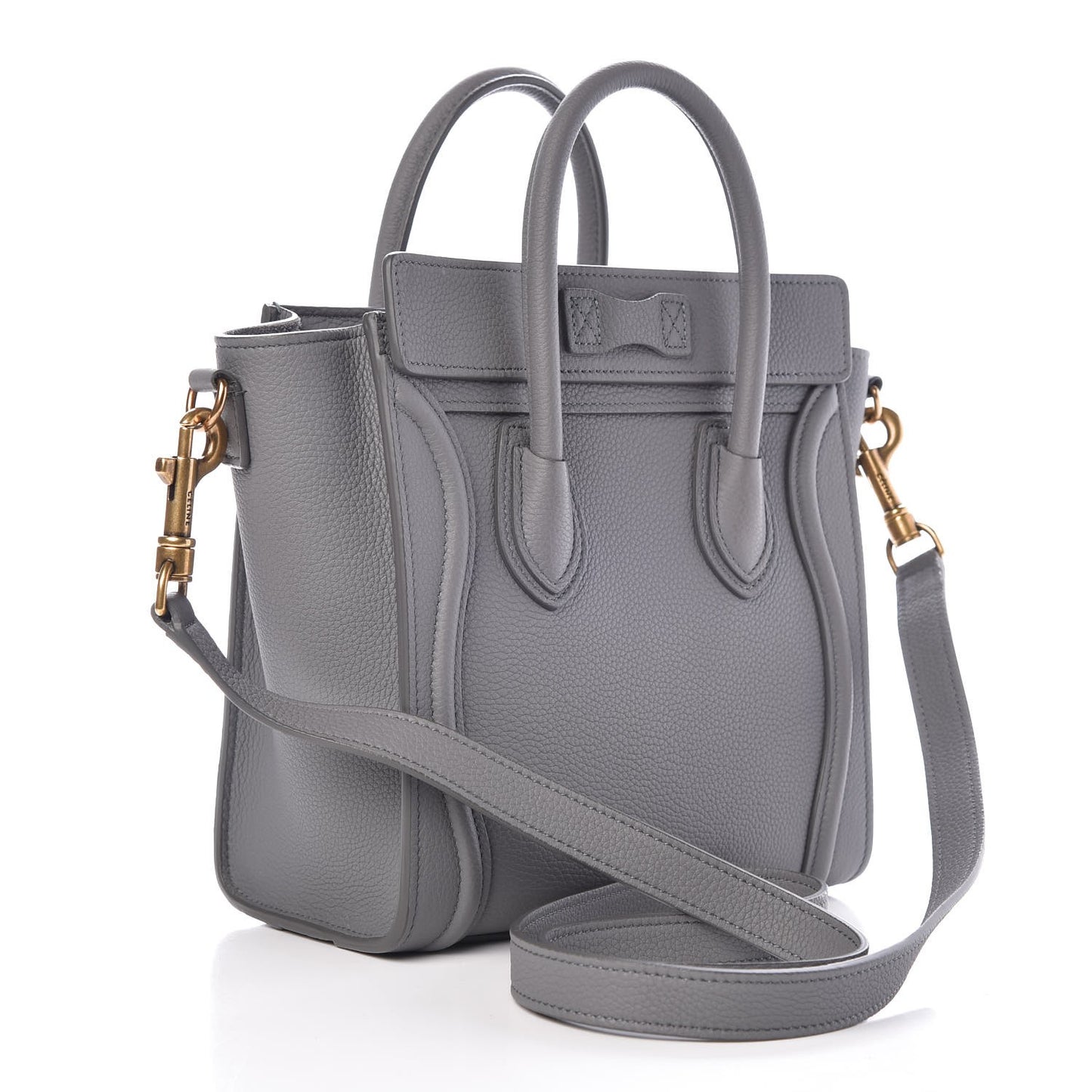 Drummed Calfskin Nano Luggage Kohl