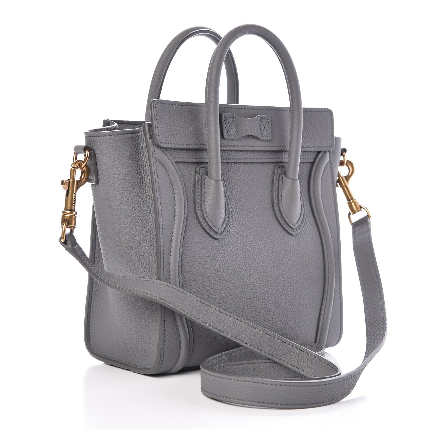 Celine Drummed Calfskin Nano Luggage Kohl 3 of 7