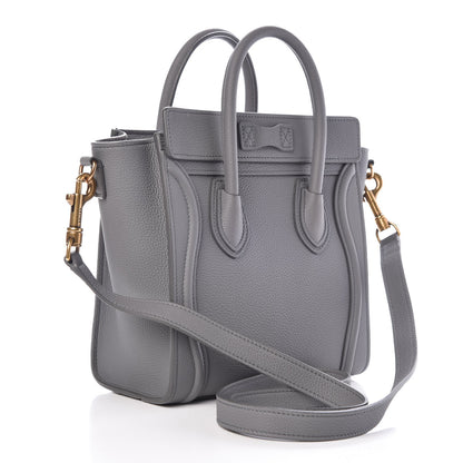 Celine Drummed Calfskin Nano Luggage Kohl 3 of 7