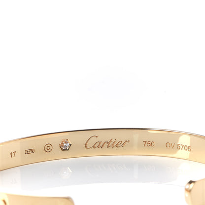 Cartier 18K Yellow Gold 1 Diamond LOVE Cuff Bracelet 17 4 of 5