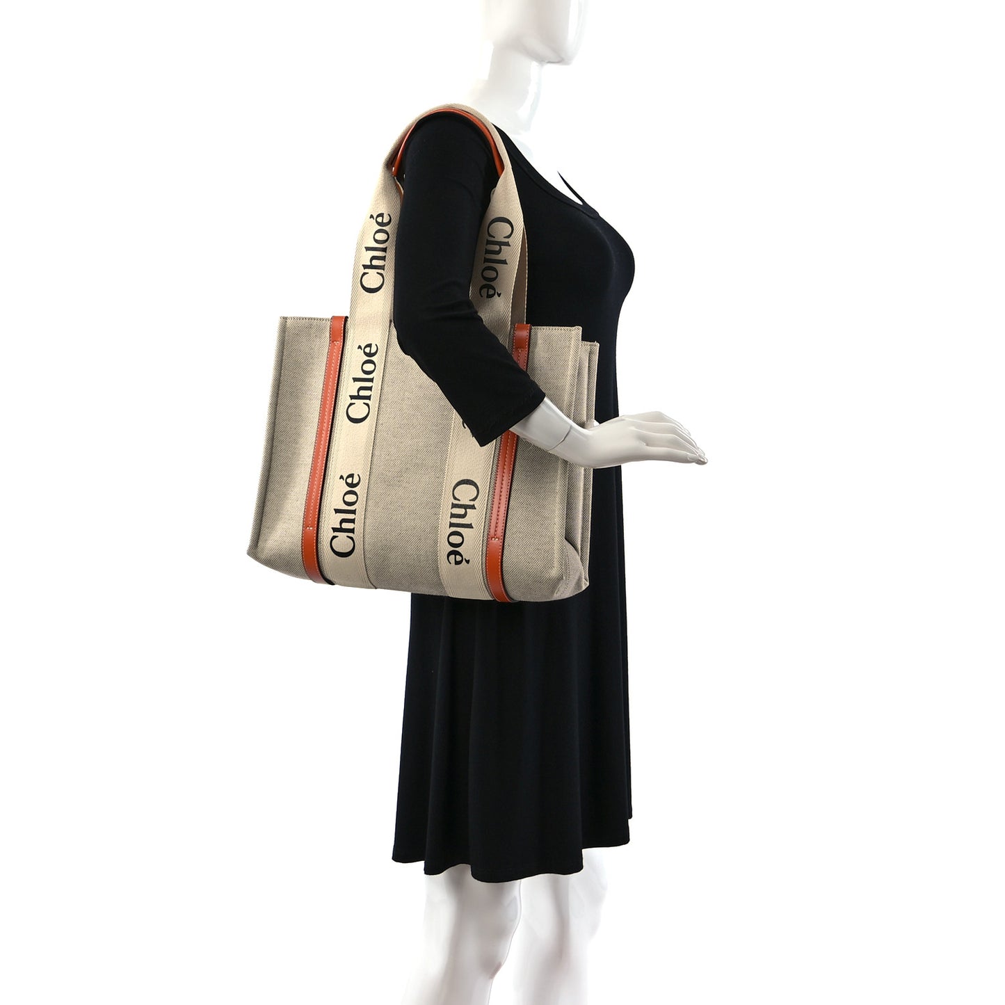 Cotton Calfskin Medium Woody Ribbon Tote Terracotta Orange