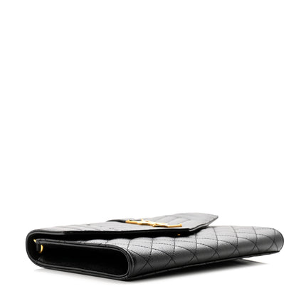 Saint Laurent Grain De Poudre Textured Mixed Matelasse Triquilt Monogram Clutch Black 4 of 10