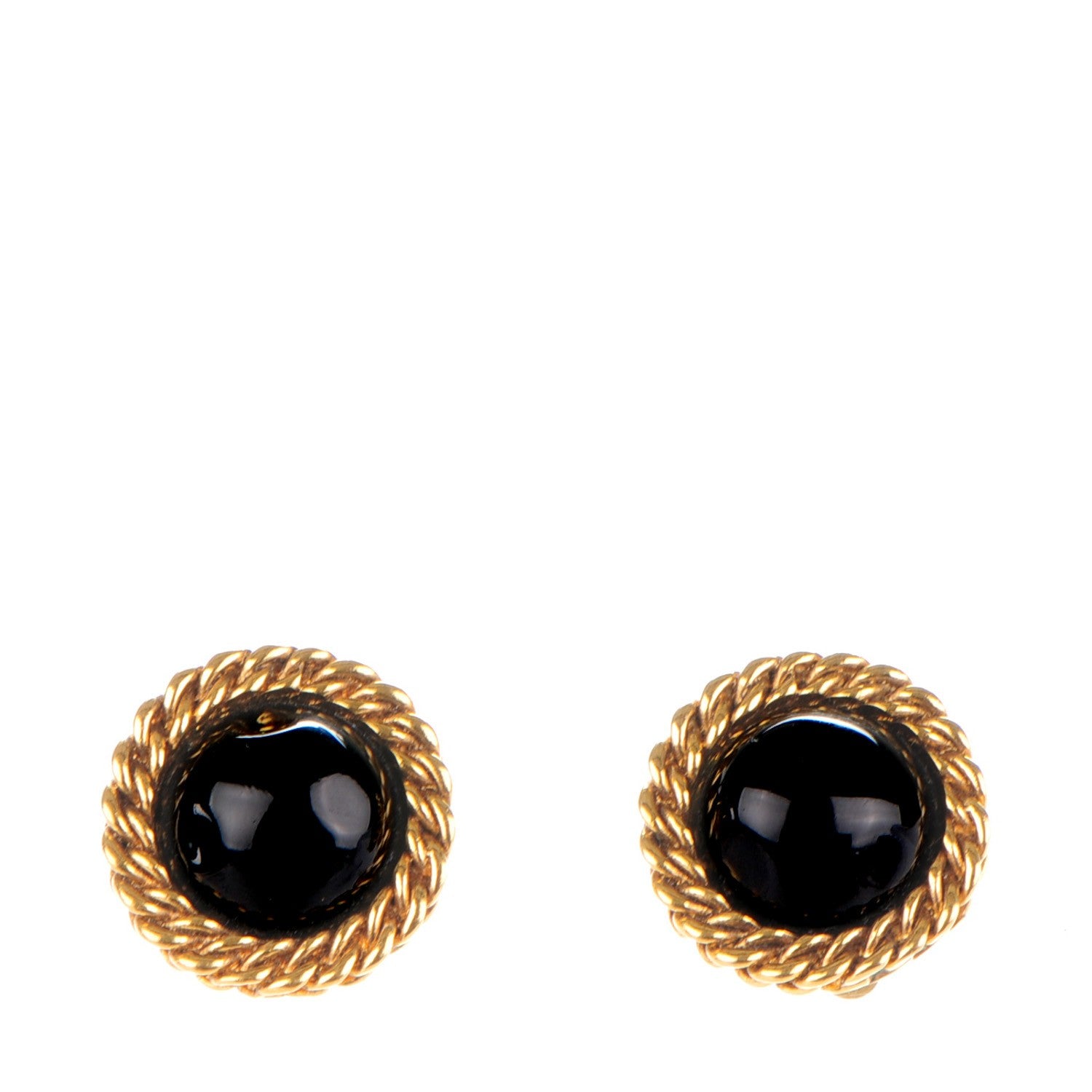 Chanel Clip On Earrings Black Gold 1 of 4