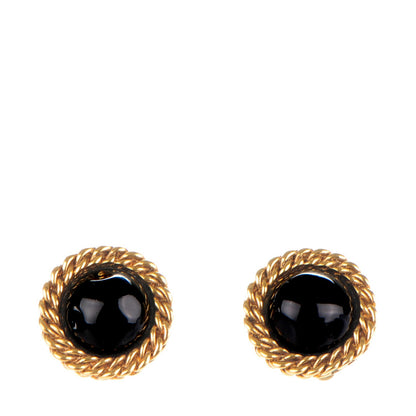 Chanel Clip On Earrings Black Gold 1 of 4