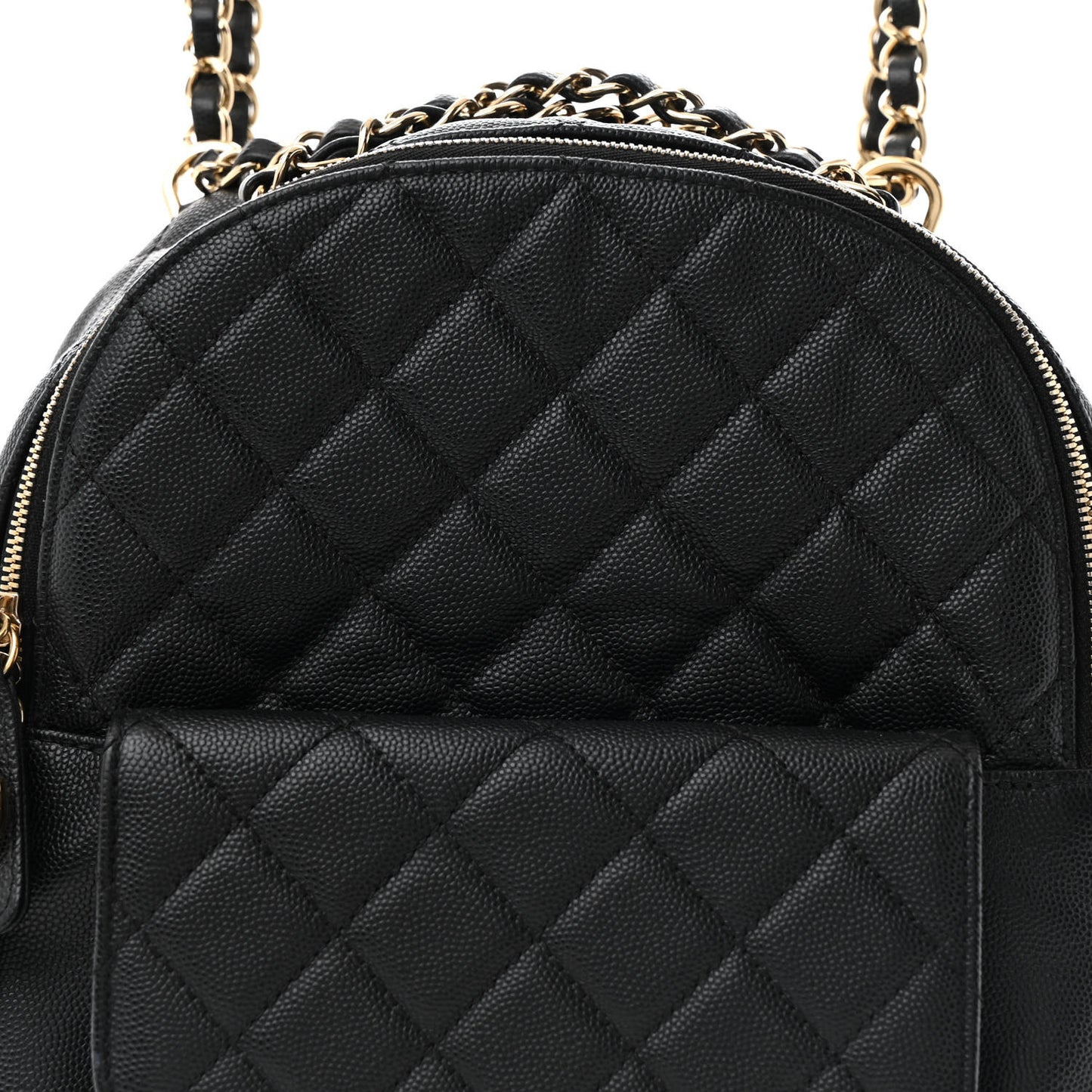 Caviar Quilted Medium Zip Around Backpack Black