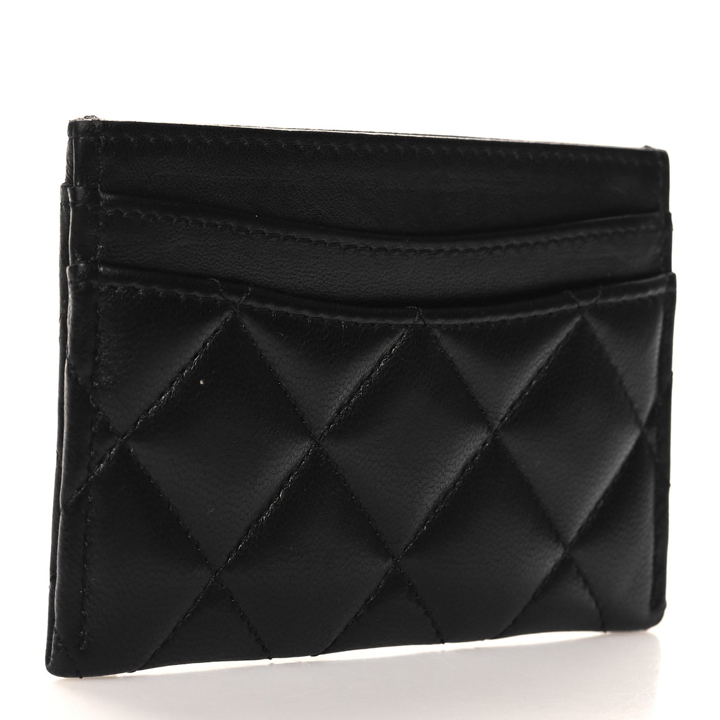 Lambskin Quilted Card Holder Black