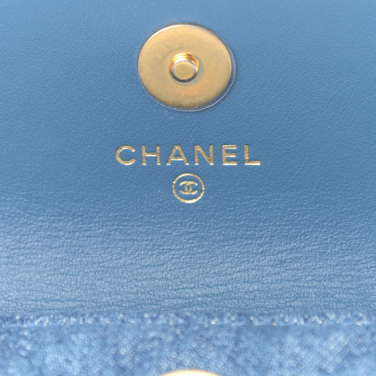 Chanel Denim Quilted CC Pearl Crush Clutch With Chain Blue 6 of 9