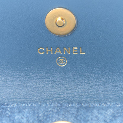 Chanel Denim Quilted CC Pearl Crush Clutch With Chain Blue 6 of 9