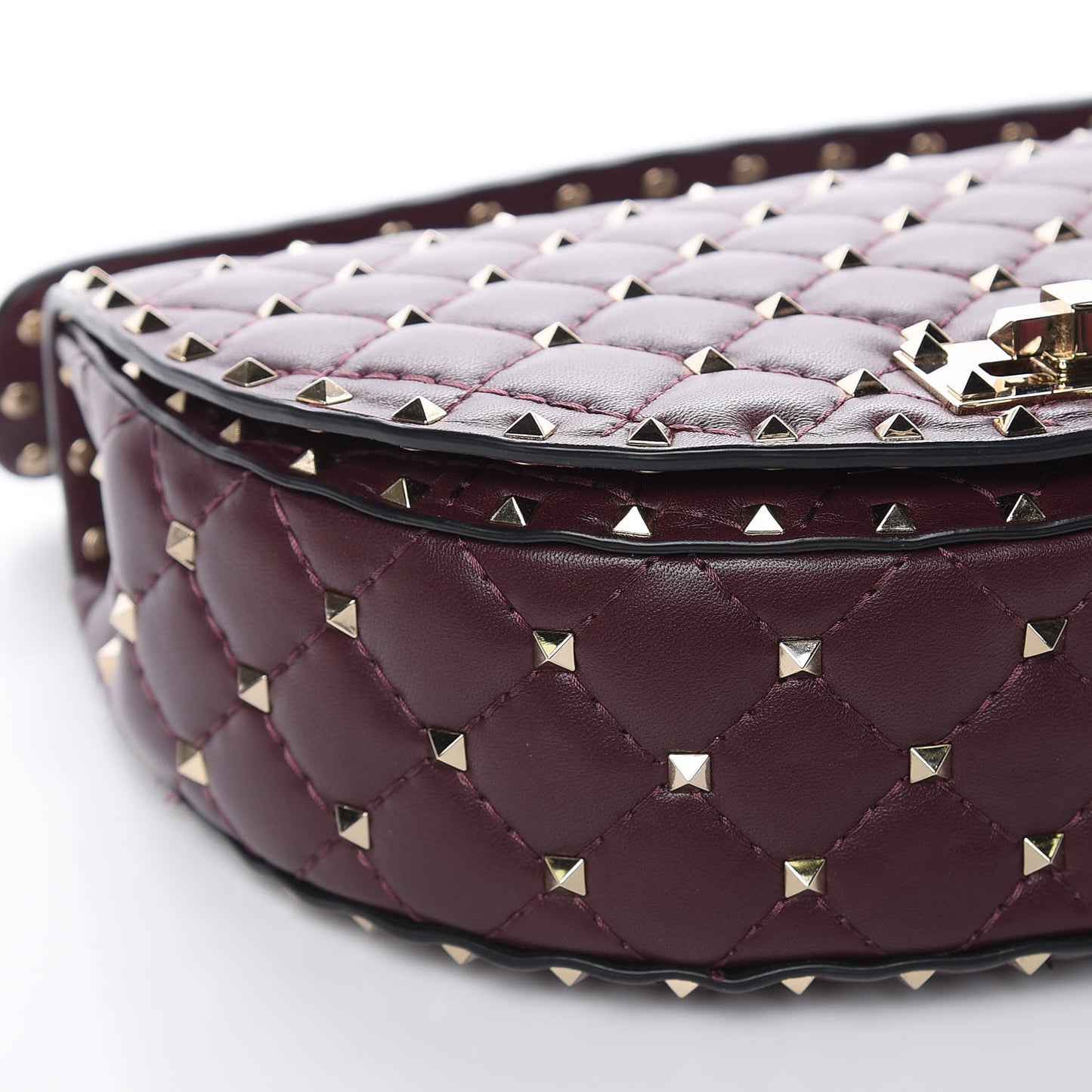 Nappa Medium Rockstud Spike Halfmoon Saddle Bag Rubin