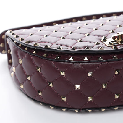 Valentino Garavani Nappa Medium Rockstud Spike Halfmoon Saddle Bag Rubin 7 of 10