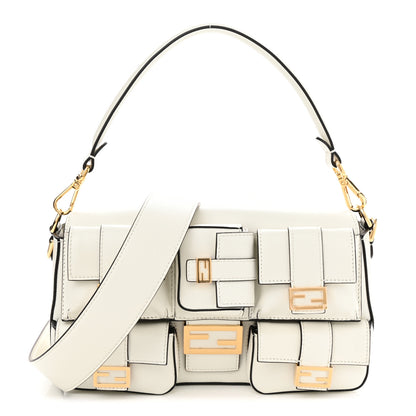 Fendi Shiny Nappa Multipocket Baguette White 1 of 10