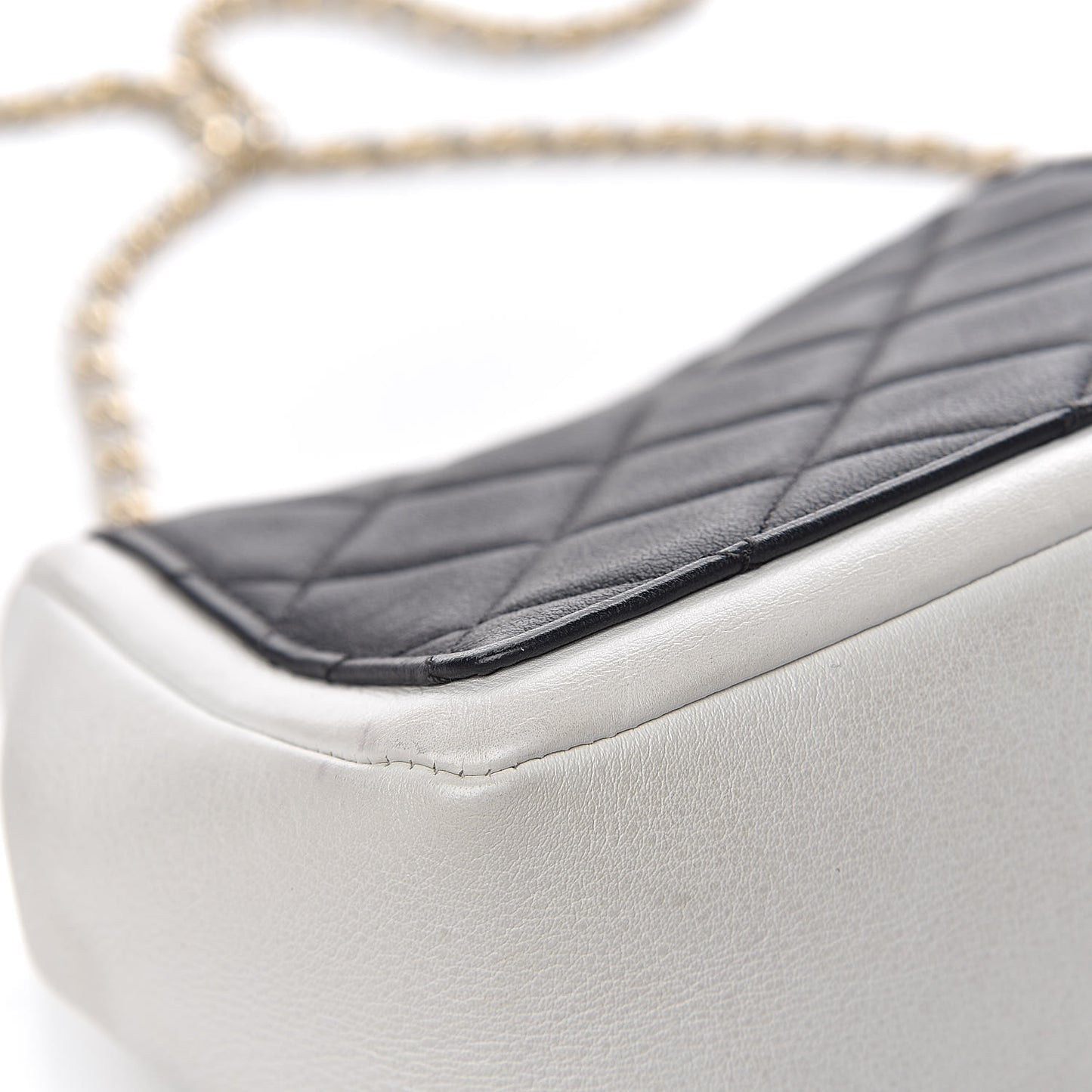 Lambskin Quilted Graphic Mini Flap Bag Black White