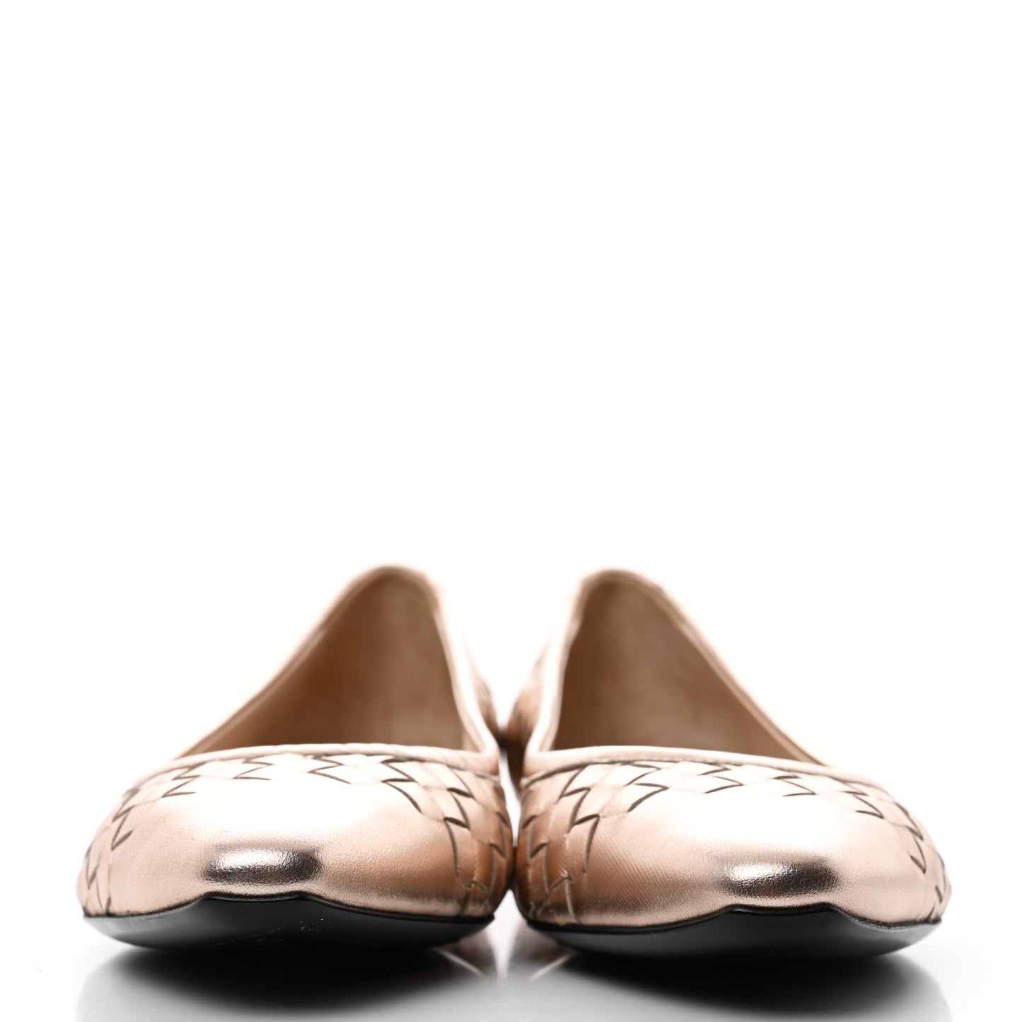 Metallic Grosgrain Intrecciato Flats 37 Rose Gold