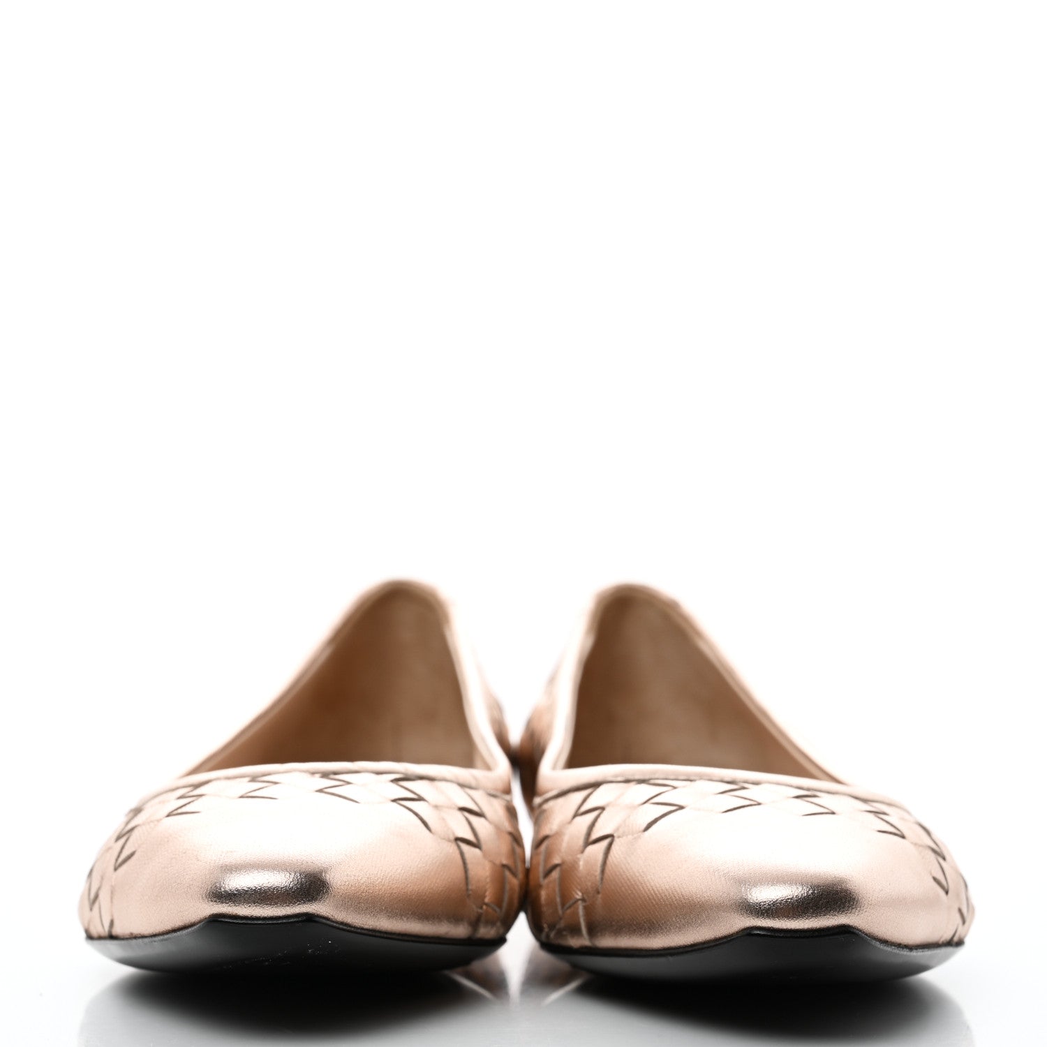 Bottega Veneta Metallic Grosgrain Intrecciato Flats 37 Rose Gold 2 of 7