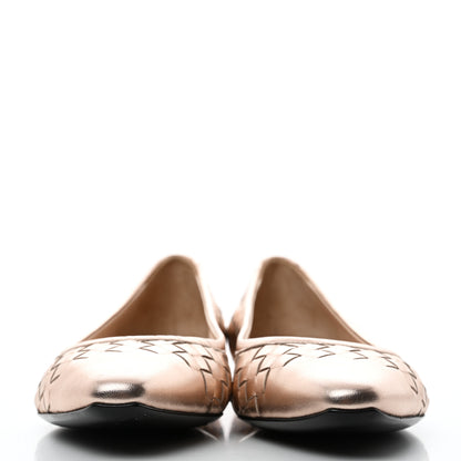 Bottega Veneta Metallic Grosgrain Intrecciato Flats 37 Rose Gold 2 of 7